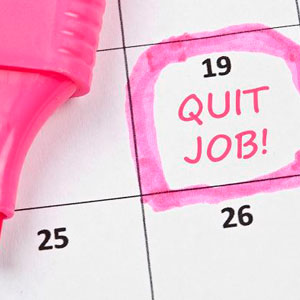 A pink marker on a calendar with "quit job" written on it- Moss Bollinger LLP