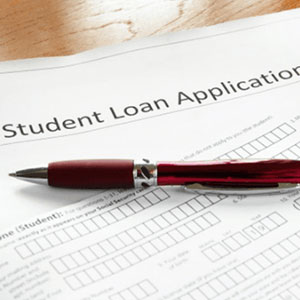 A student loan application form with fields for personal information, financial details, and educational background- Moss Bollinger LLP