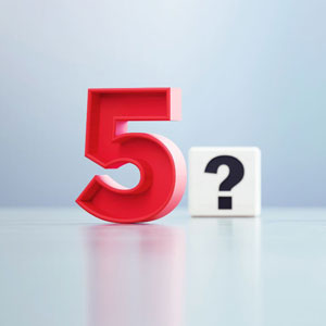 Number five and question mark block on white background - Moss Bollinger LLP