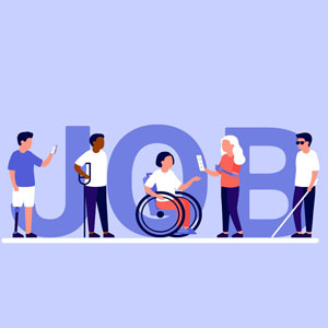 Logo featuring various disabled people surrounding a job symbol - Moss Bollinger LLP